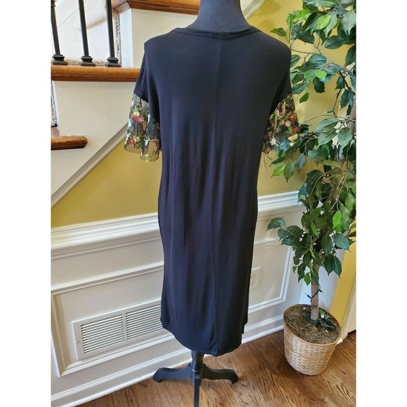 Sweet Claire Ruffle Black Mesh Floral Dress Small - Picture 6 of 9